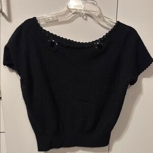 Vintage short sleeved 100% wool blazer short sleeve decorative sweater